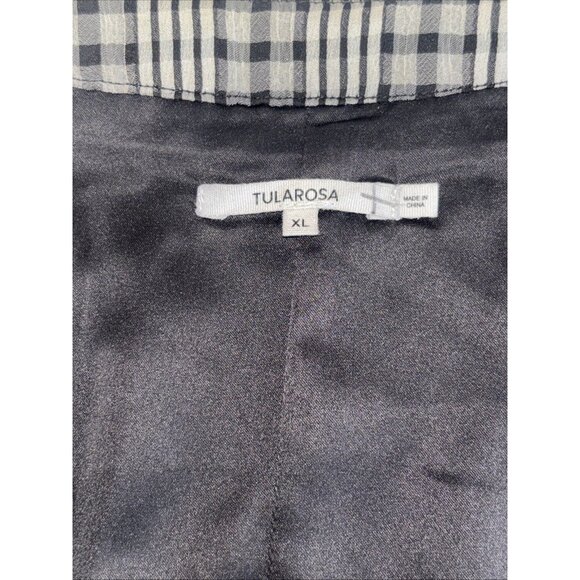 Tularosa Blouse Black And White Checkered Blouse Belted V-Neck Women's Size XL - Picture 12 of 13